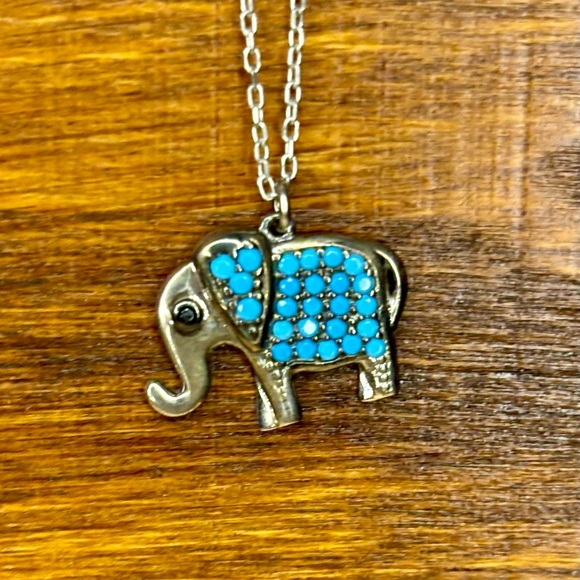 Isabella M Boston Sterling Silver and Turquoise Elephant Necklace - Picture 5 of 9